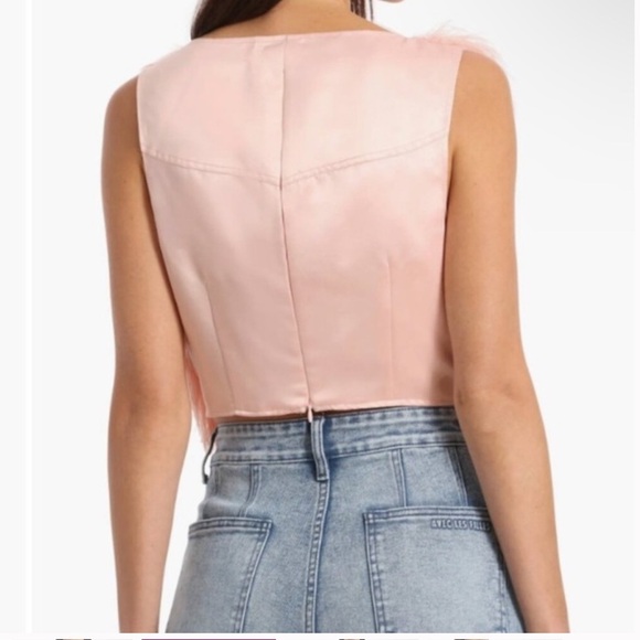 AvecLes Filles Pink Faux Fur Sleeveless Top Size Small - Picture 4 of 9